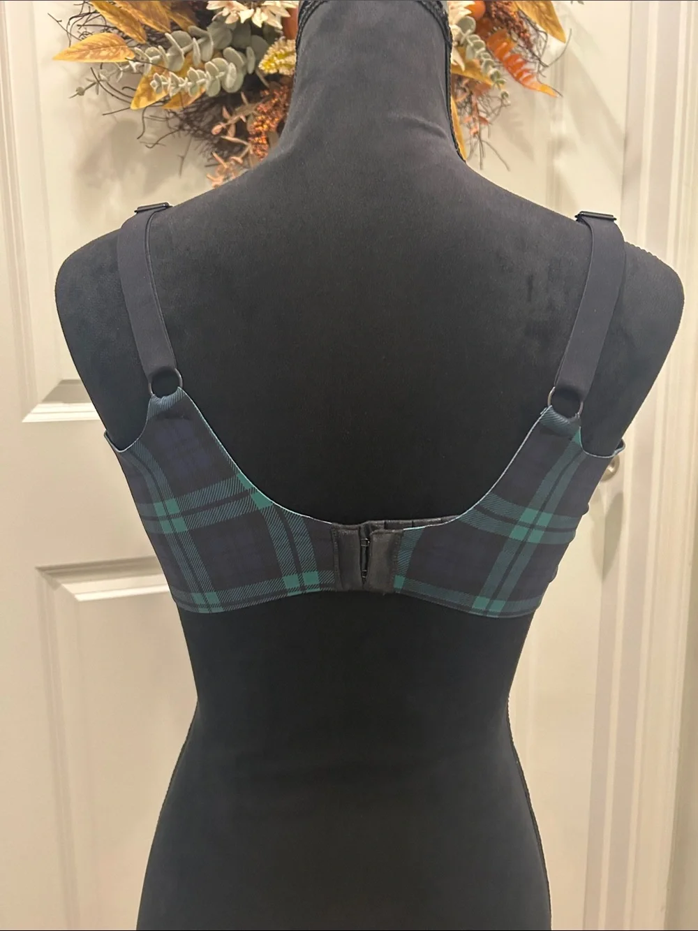 Haven Well Within by Talbots Navy Blue, Black and Green Plaid Bra Size 38DD NWT